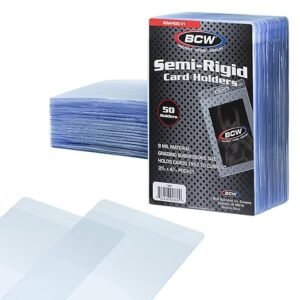 BCW Semi Rigid Card Holder #1 | 50 Pack | Semi Rigid Card Sleeves for Grading | PSA Submission I for Sports, Pokémon, and Memorabilia Cards